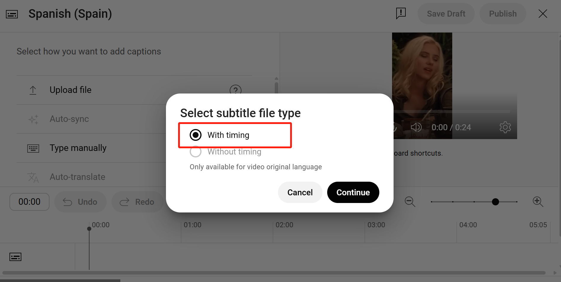 Upload Subtitles with Timing on YouTube Studio